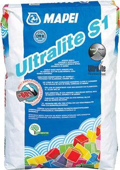 Клей цементный однокомпонентный, легкий, Ultralite S1, белый, 15 кг